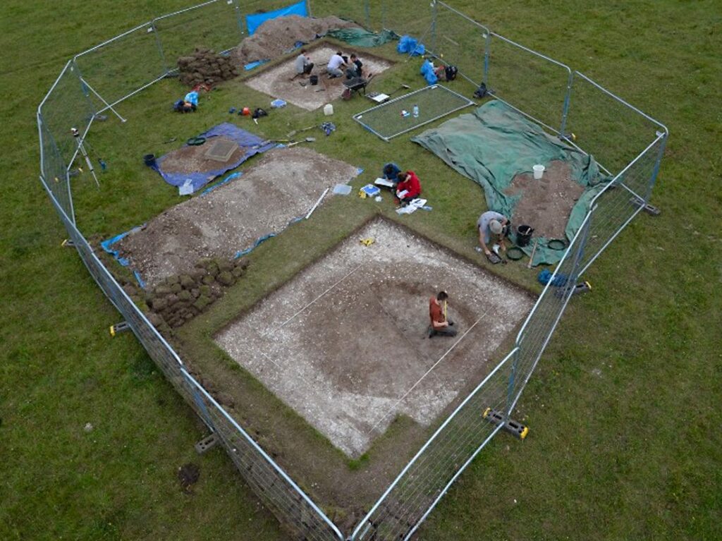 A large pit, over 4 metres wide and 2 metres deep dug into chalk bedrock, stands out as the most ancient trace of land use yet discovered at Stonehenge.